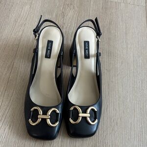 Nine West CAST Pump - Black Heels with Gold Buckle